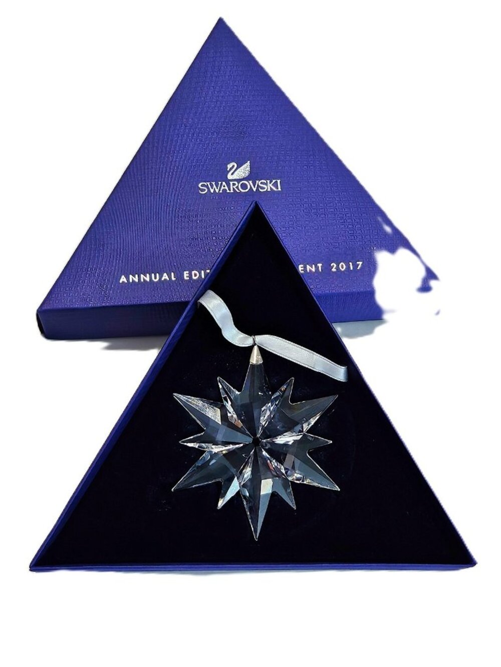 Swarovski Annual Edition 2017 Crystal Star Christmas Ornament w/ Blue Box